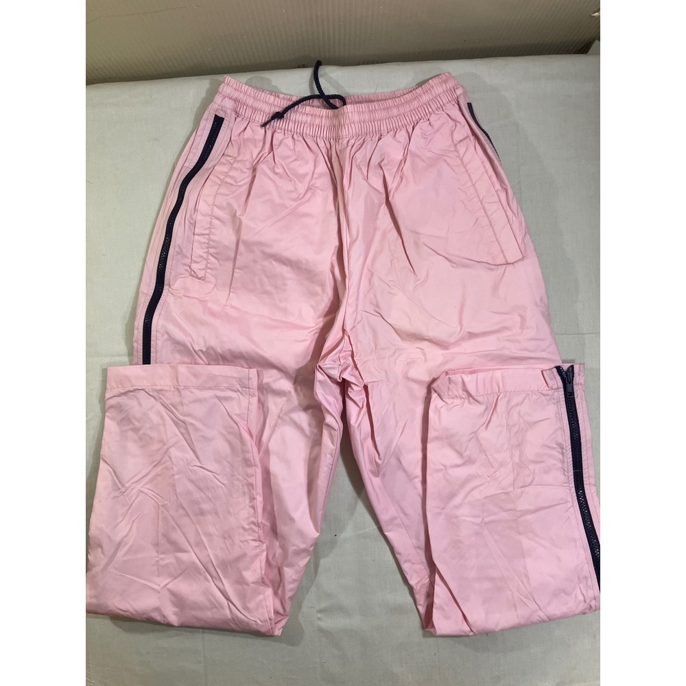 Actra Vintage Pink Nylon Windbreaker Track Pants Full Side Zip Womens Medium